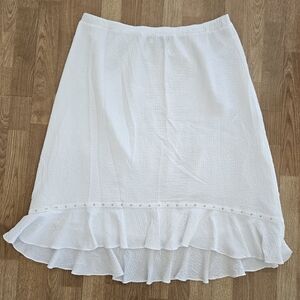 JM Collection Crinkle Texture Studded Skirt XL White U-2426